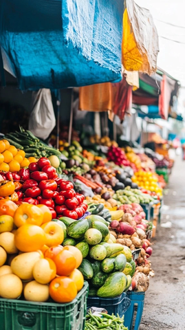 热带市场新鲜果蔬展示