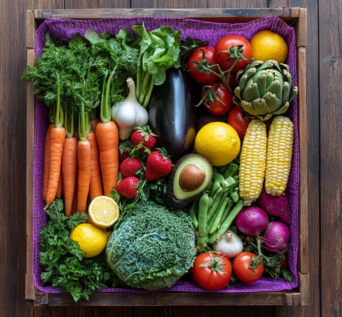 新鲜蔬菜木箱展示