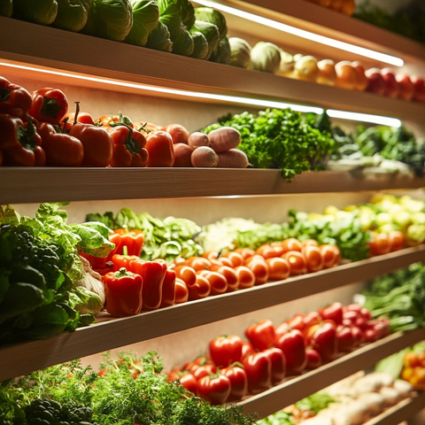 木架上的新鲜蔬菜