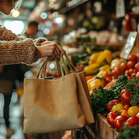 使用环保购物袋市场购物