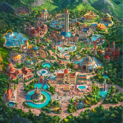 大型游乐园鸟瞰全景图