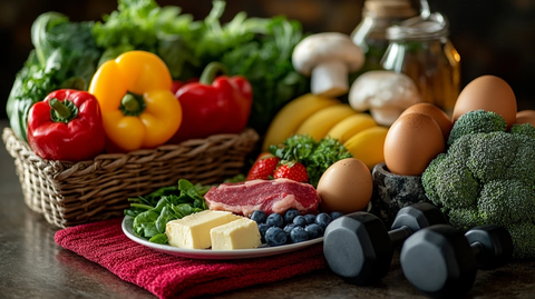 健康餐食与健身器材组合