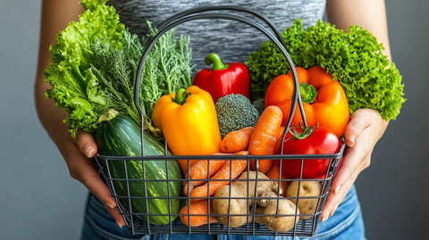 女子持篮购物超市走道