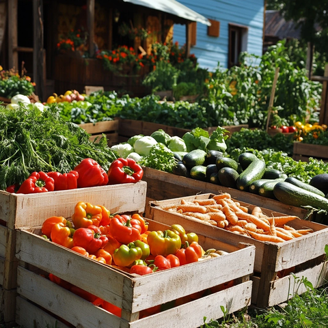 蔬菜箱装满白菜黄瓜辣椒