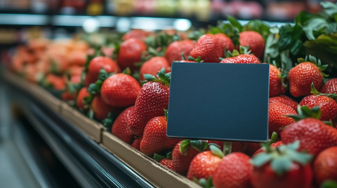 草莓纸板标签超市展示