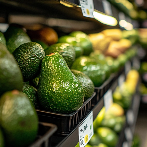 超市货架上的牛油果