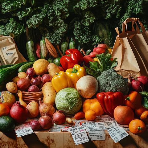 超市蔬果静物与购物元素