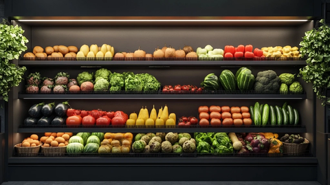 新鲜水果蔬菜分类摆放