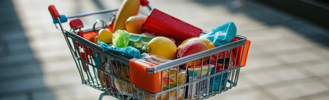 购物车内堆满生活用品