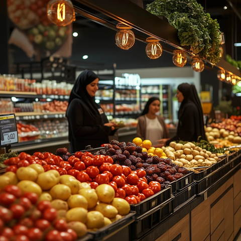 新鲜食材与香料的丰富陈列