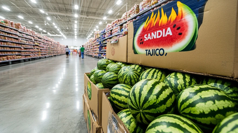 西瓜特饮包装盒超市展示