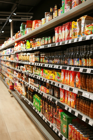 超市货架明亮产品无人