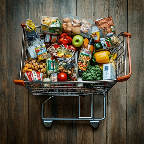 购物车满载日常食品