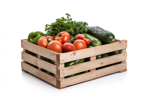 木箱蔬菜白色背景