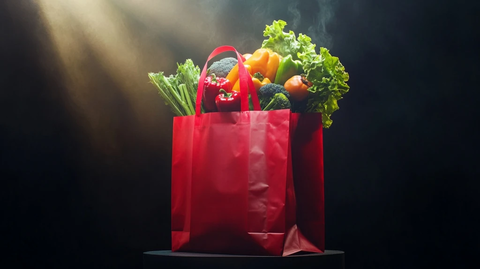 红色购物袋装满