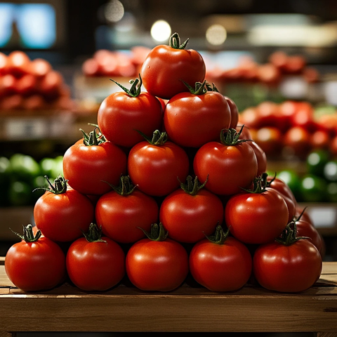 红番茄金字塔排列货架