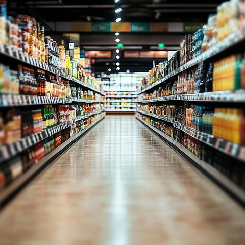 超市饮品区正面视角