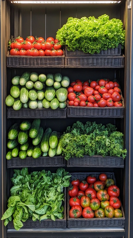 番茄黄瓜生菜货架展示