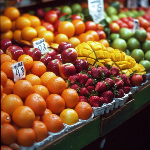 新鲜水果摊位展示
