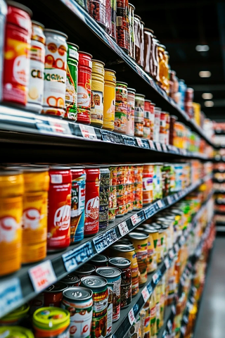 超市罐装食品饮料陈列
