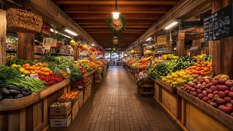 市场果蔬摊位陈列