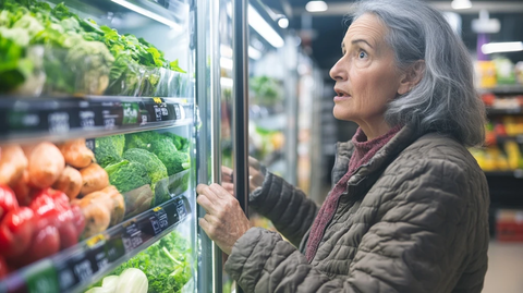 女士惊讶蔬菜新鲜品质