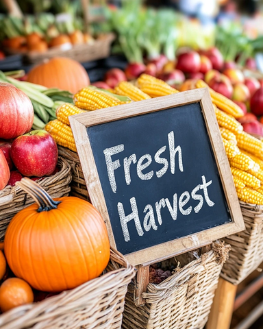 秋季丰收市场摊位新鲜农产品