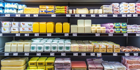 超市冷藏架牛奶奶酪