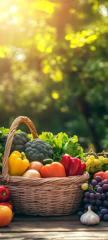 果蔬篮与阳光树景