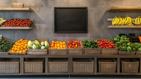 墙面黑板与果蔬市场