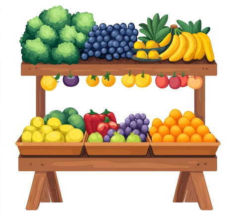 水果蔬菜市场摊位展示