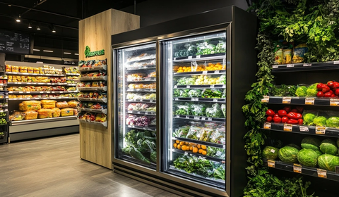 超市冷藏展示柜陈列食品