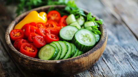 黄瓜番茄辣椒装碗