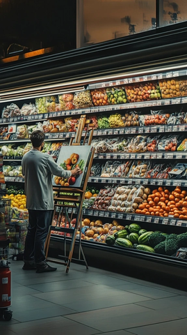 画家超市果蔬区绘画