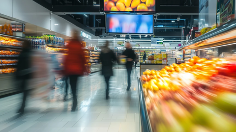超市人群电视显示