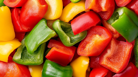 堆叠彩椒切片顶部视角