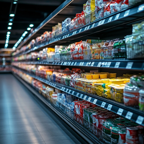 超市空货架近距离视角