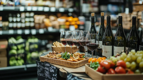 超市入口酒水零食展示