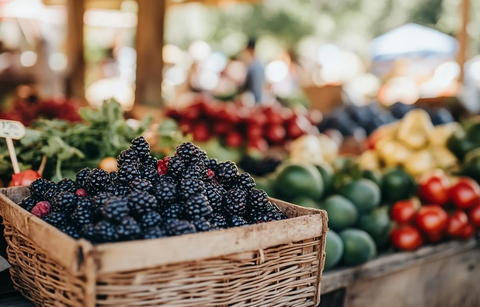 黑莓篮子与新鲜农产品