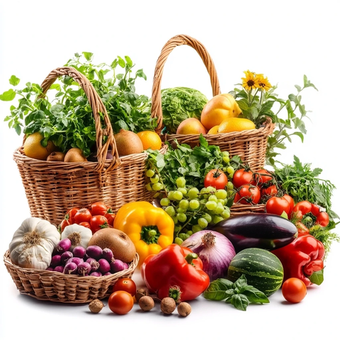 新鲜采摘蔬菜水果篮子