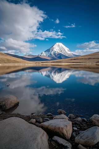 晨光湖畔相机静立