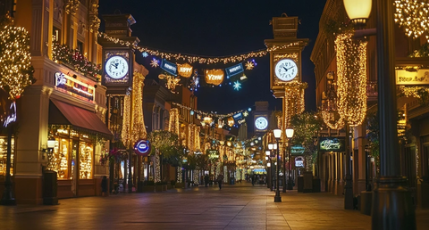 装饰华美的商业街夜景