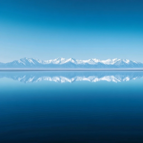 湖面雪山几何形状