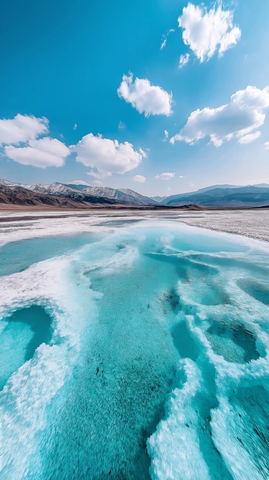 湖水盐晶无边水面