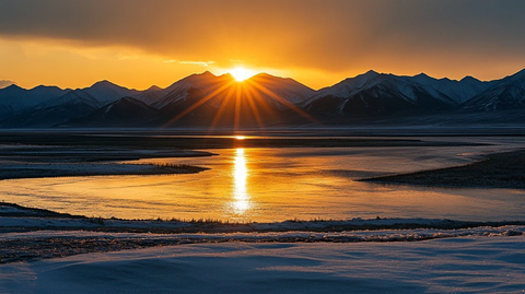 山脉日出黄海景象