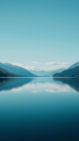 蓝色湖泊平静水面