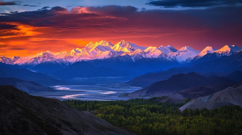 日出山河晚霞星空