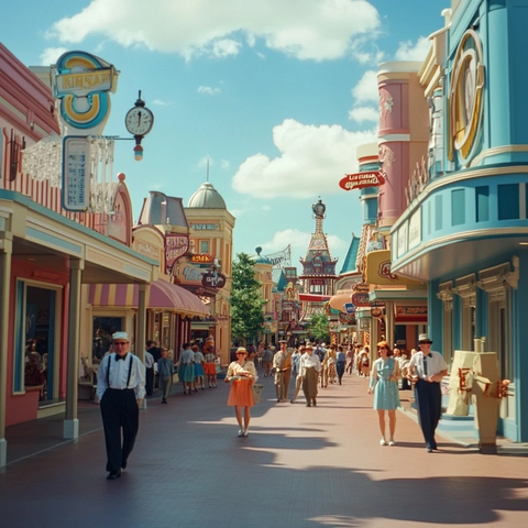 充满复古氛围的热闹商业街道