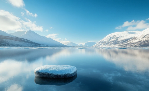 雪原浮石与山脉景观