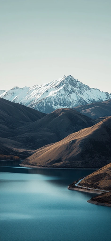 雪山公路湖景摄影